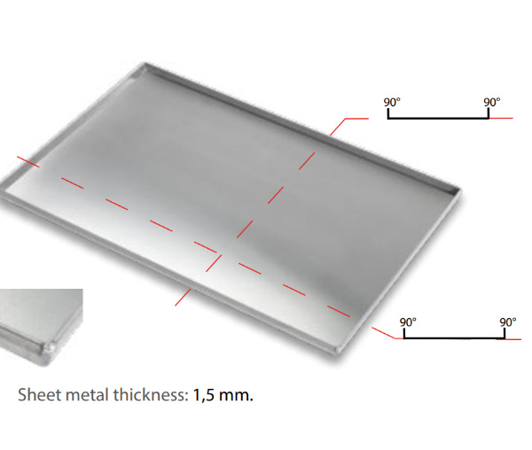 Tava pentru copt 600x400x20 mm cu 4 margini de 90 grade, aluminiu neperforata, grosime 1,5 mm [2]