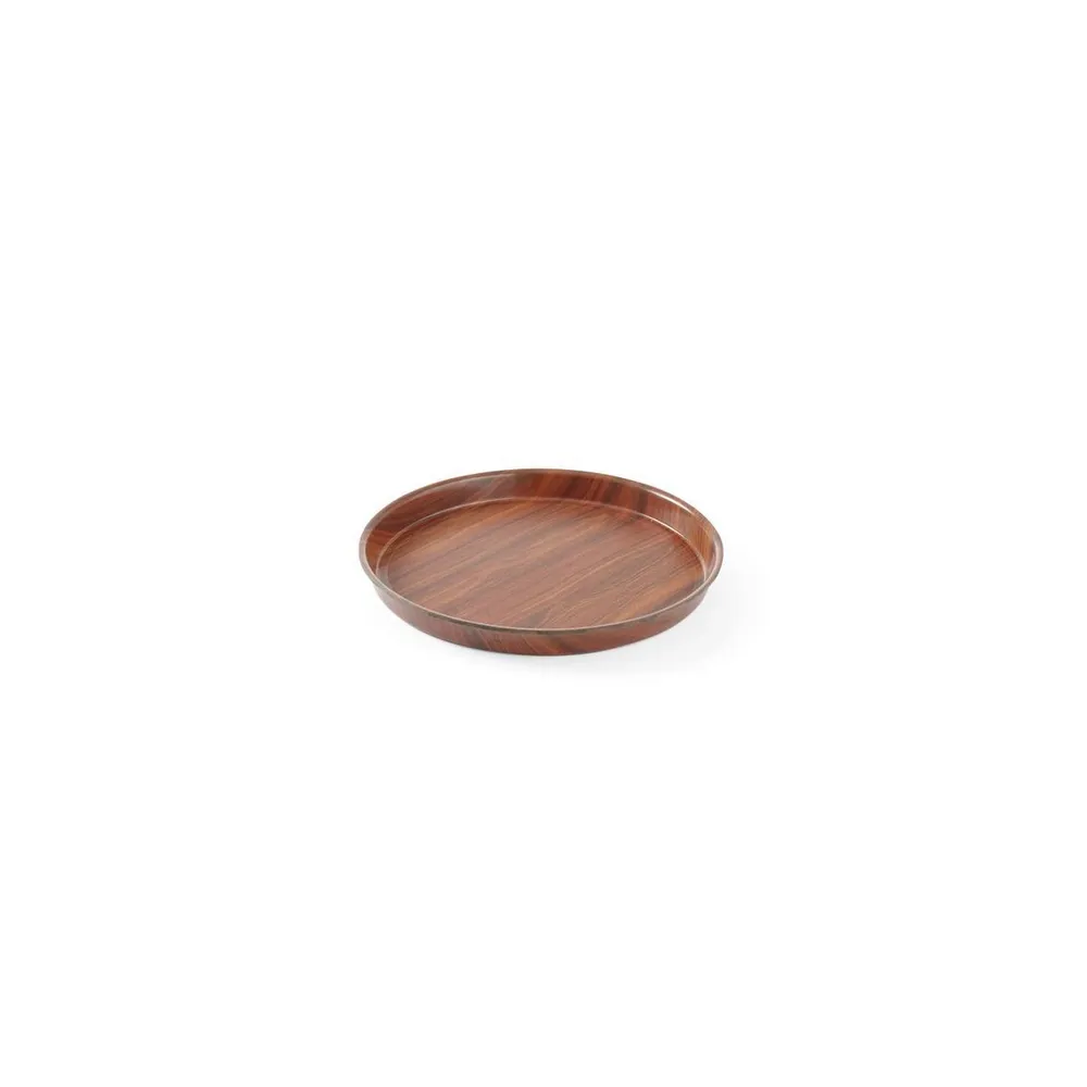 Tava servire rotunda, imitatie lemn, mahon, Ø420 mm [3]