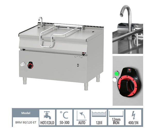 Tigaie basculanta 120 litri electrica cu rabatare motorizata, 1200x900x900 mm, 18 kW, linia 900, BRM90/120E [2]