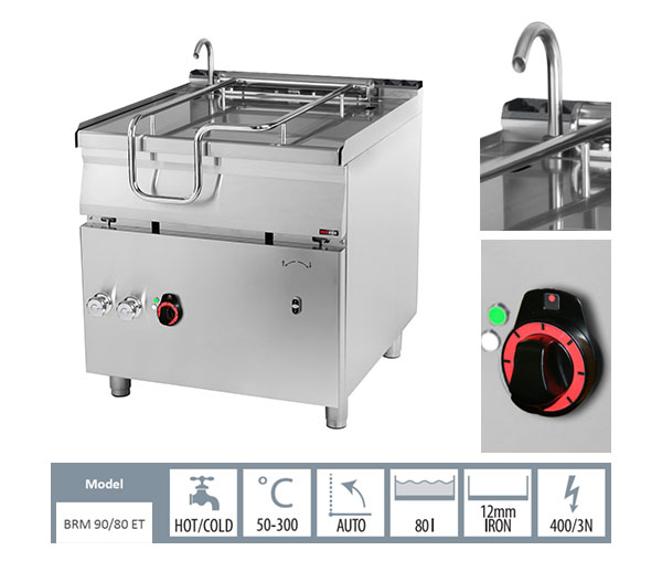 Tigaie basculanta 80 litri electrica cu rabatare motorizata, 800x900x900 mm, 15 kW, linia 900, BRM90/80E/N [2]