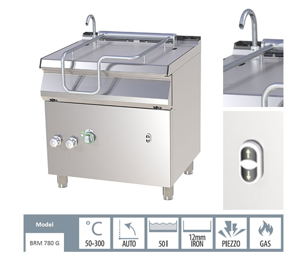 Tigaie basculanta gaz 50 litri inclinare motorizata, 12 kW, linia 700, BRM780G/N [2]
