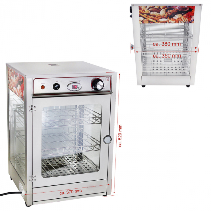 Vitrina calda expunere din inox, 3 rafturi, 230V, 0,5kW, BHT-1 [3]