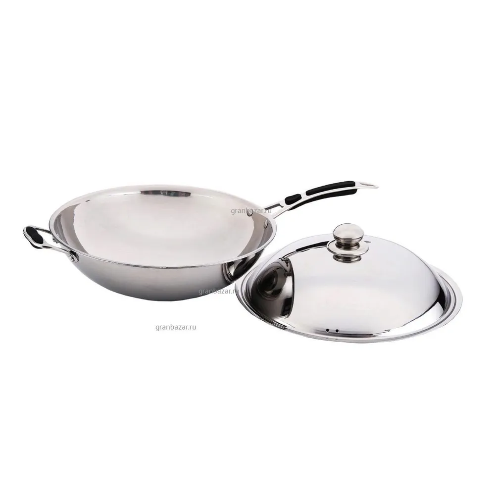 Wok profesional cu capac, ø360x180mm, inox, pentru inductie [3]