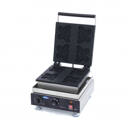 Aparate gofre profesionale - Aparat 4 waffle pe bat in forma de fluture, 1750W, 230V