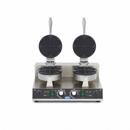 Aparat copt waffle 2 placi rotunde tip inima, 230V, 2x1 kW [4]
