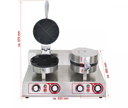 Aparat de copt 2 waffe tip inima, 230V, 2kW, BWA-2P [2]