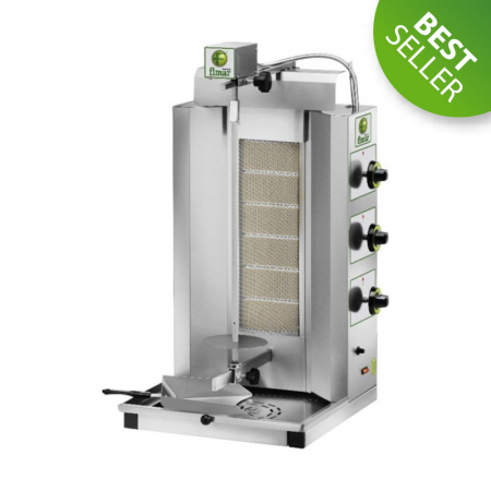 Aparate de shaorma - Aparat kebab gaz 6 arzatoare, aprindere piezoelectrica, 10,2 kW, GYR60M