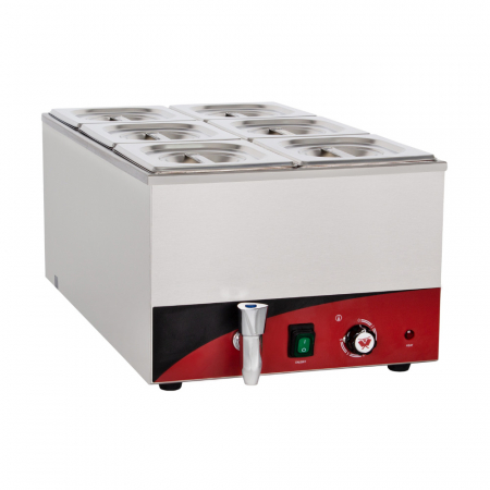 Echipamente Fast-food - Bain Marie 6 GN1/6 cu robinet, de banc, 230V, 1,2kW, BBM-6