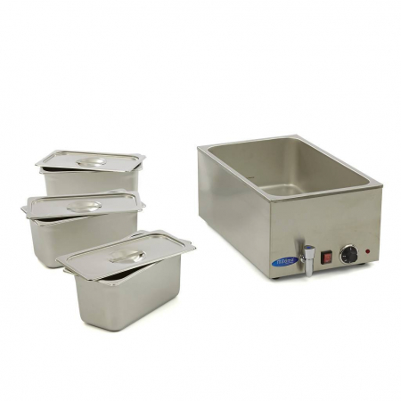 Bain Marie electric 3 x GN 1/3 cu capac si robinet, 230V, 1,2 kW [3]