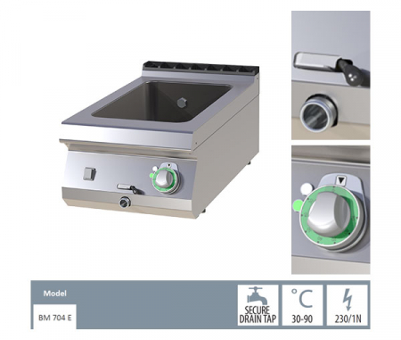 Bain Marie electric GN 1/1 de banc,1,2 kW, 400x730x300 mm, linia 700, BM704E [1]