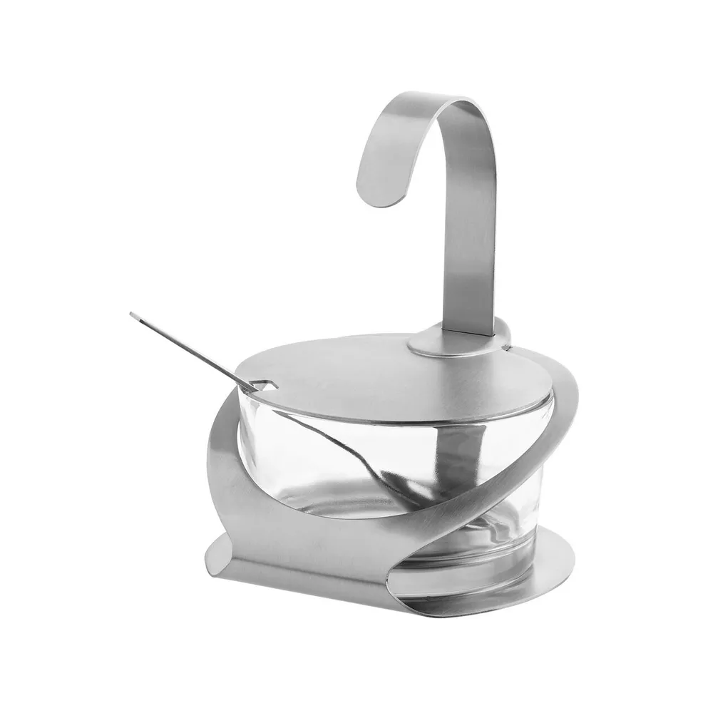 Articole de masa - Bol servire zahar/parmezan, inox, 130x90 mm, cu lingurita