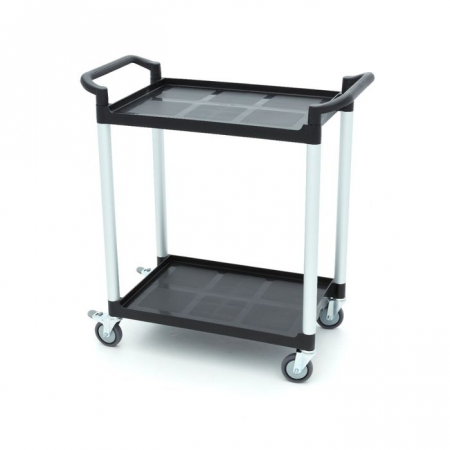 Autoservire - Carucior de servire 2 rafturi plastic 86,5 x 42,5 cm, aluminiu