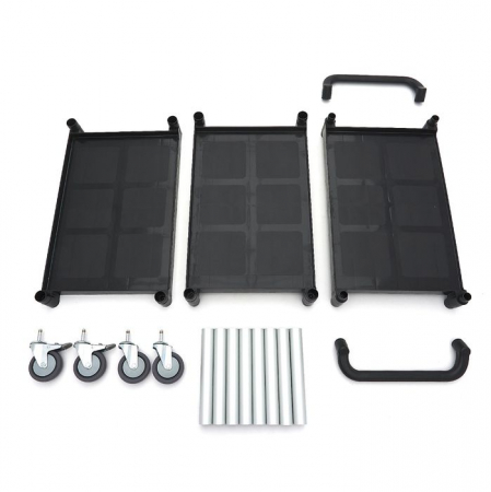 Carucior de servire 3 rafturi plastic 86,5 x 42,5 cm, aluminiu [1]