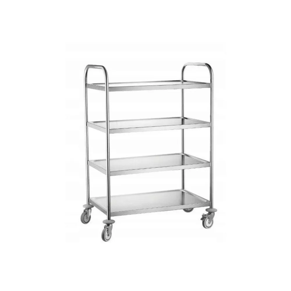 Carucioare servire inox - Carucior de servire 4 rafturi, inox, 91x59x126 cm