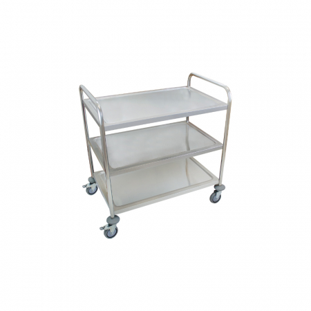 Carucioare servire inox - Carucior de servire din inox 3 polite si cadru cu sectiune patrata BSW-3a