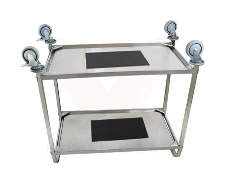 Carucior de servire din inox 2 polite si cadru cu sectiune rotunda BSW-2 [2]