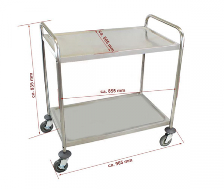 Carucior de servire din inox 2 polite si cadru cu sectiune rotunda BSW-2 [3]