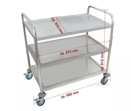 Carucior de servire din inox 3 polite si cadru cu sectiune rotunda BSW-3 [1]