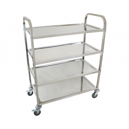 Carucioare servire inox - Carucior de servire din inox 4 polite si cadru cu sectiune patrata BSW-4a