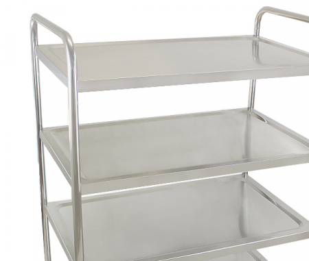 Carucior de servire din inox 4 polite si cadru cu sectiune rotunda BSW-4 [3]