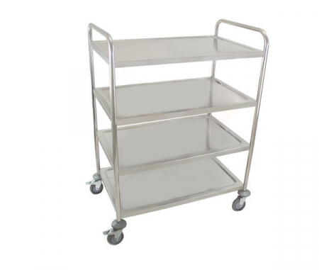 Carucior de servire din inox 4 polite si cadru cu sectiune rotunda BSW-4 [1]