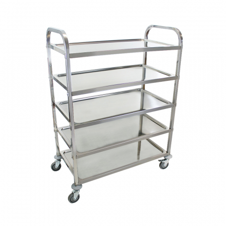 Carucioare servire inox - Carucior de servire din inox 5 polite si cadru cu sectiune patrata BSW-5a