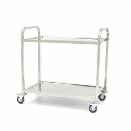 Carucioare servire inox - Carucior de Servire din Otel Inoxidabil cu 2 Polite, L94 x A51 x H95 cm