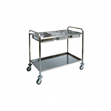 Mobilier inox - Carucior de servire din otel inoxidabil pentru cuve GN, 770x620x970 mm, CA1386