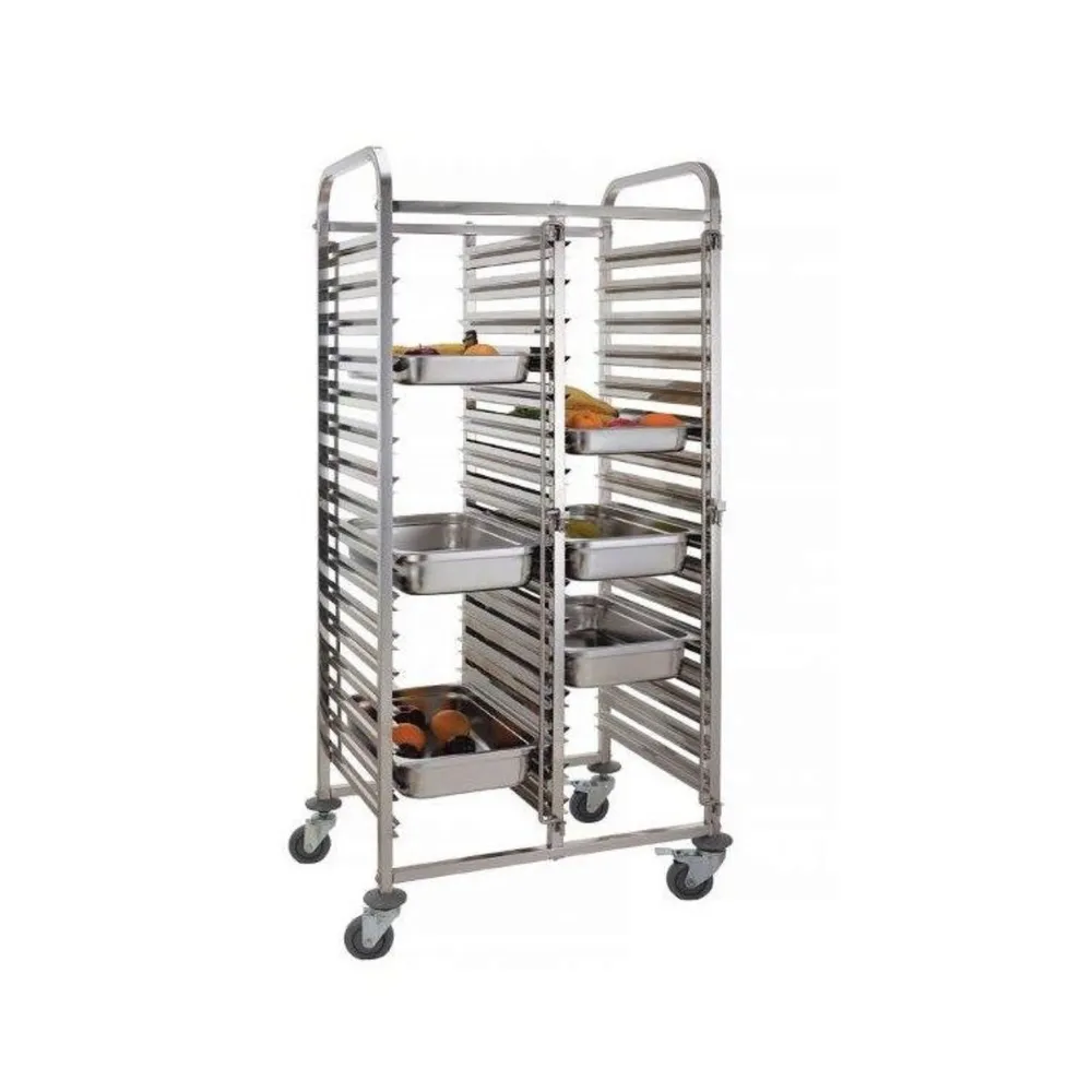 Rastele inox depozitare - Carucior debarasare dublu, 30 tavi GN 1/1, 80mm spatiu