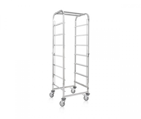 Accesorii spalare vesela si igiena - Carucior din inox pentru transport 7 cosuri pentru masina de spalat