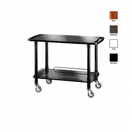 Carucioare servire lemn - Carucior din lemn cu 2 polite, culoare bianco-alb, 1100x550x820 mm, CLP2002B