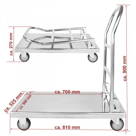 Carucior inox pentru transport 500x690 mm TWB-1 [5]