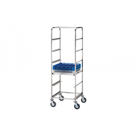 Mobilier inox - Carucior pentru transport cosuri masina de spalat vase, 650x650x1700(h) mm, CP1442
