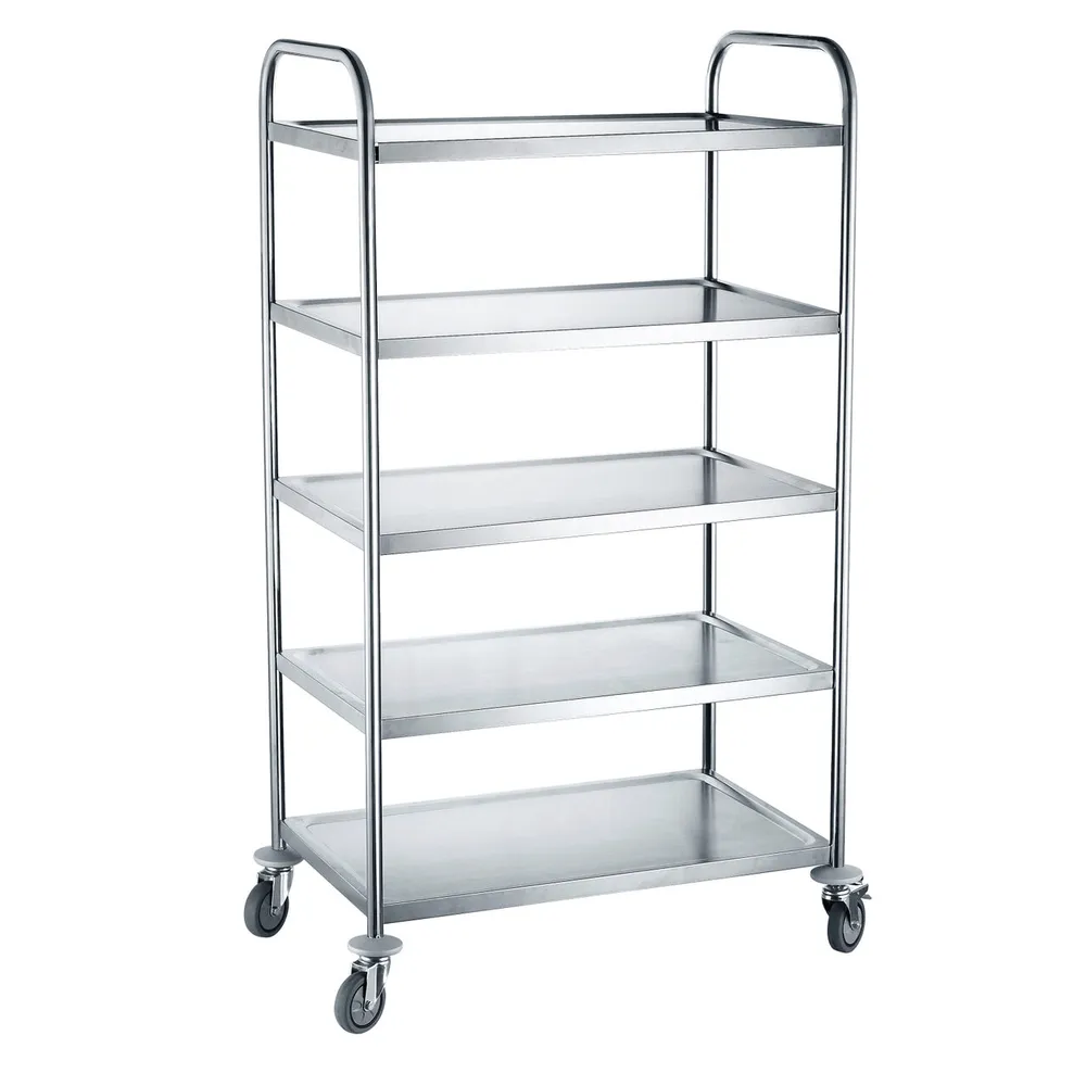 Carucioare servire inox - Carucior servire 5 rafturi, inox, 91x59x156 cm