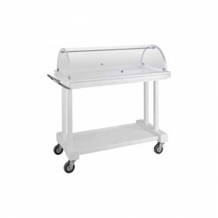 Carucioare servire lemn - Carucior servire din lemn cu 2 polite, culoare bianco-alb, 810x550x1080(h) mm, LP800B