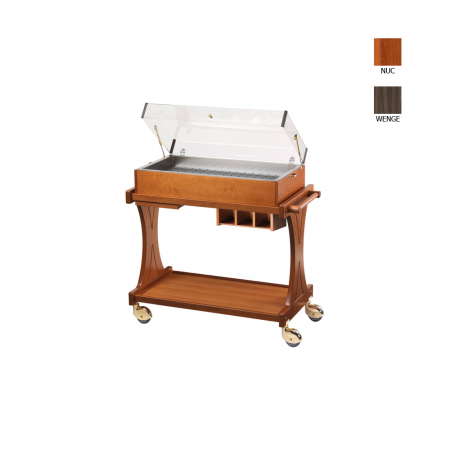 Carucioare servire lemn - Carucior servire din lemn cu 2 polite, culoare carbon, 1060x550x1080 mm, CL2785CA