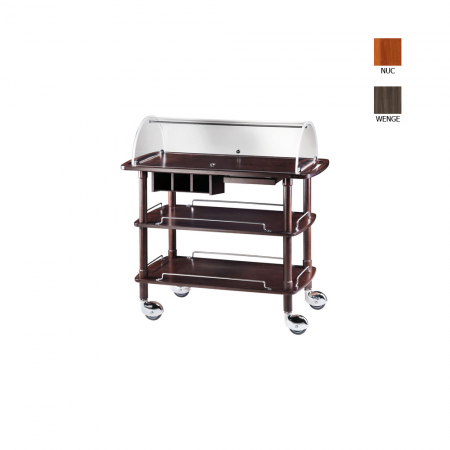 Carucioare servire lemn - Carucior servire din lemn cu 3 polite, culoare bianco-alb, 110x550x1140 mm, CLC2013B