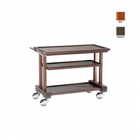 Carucioare servire lemn - Carucior servire din lemn cu 3 polite, culoare nuc, 1150x550x820 mm, LP1050