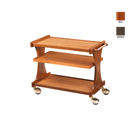 Carucioare servire lemn - Carucior servire din lemn cu 3 polite, culoare nuc, CL2150