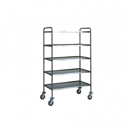 Carucioare servire inox - Carucior servire din otel inoxidabil cu 5 polite, 1100x600x1700 mm, CA1427