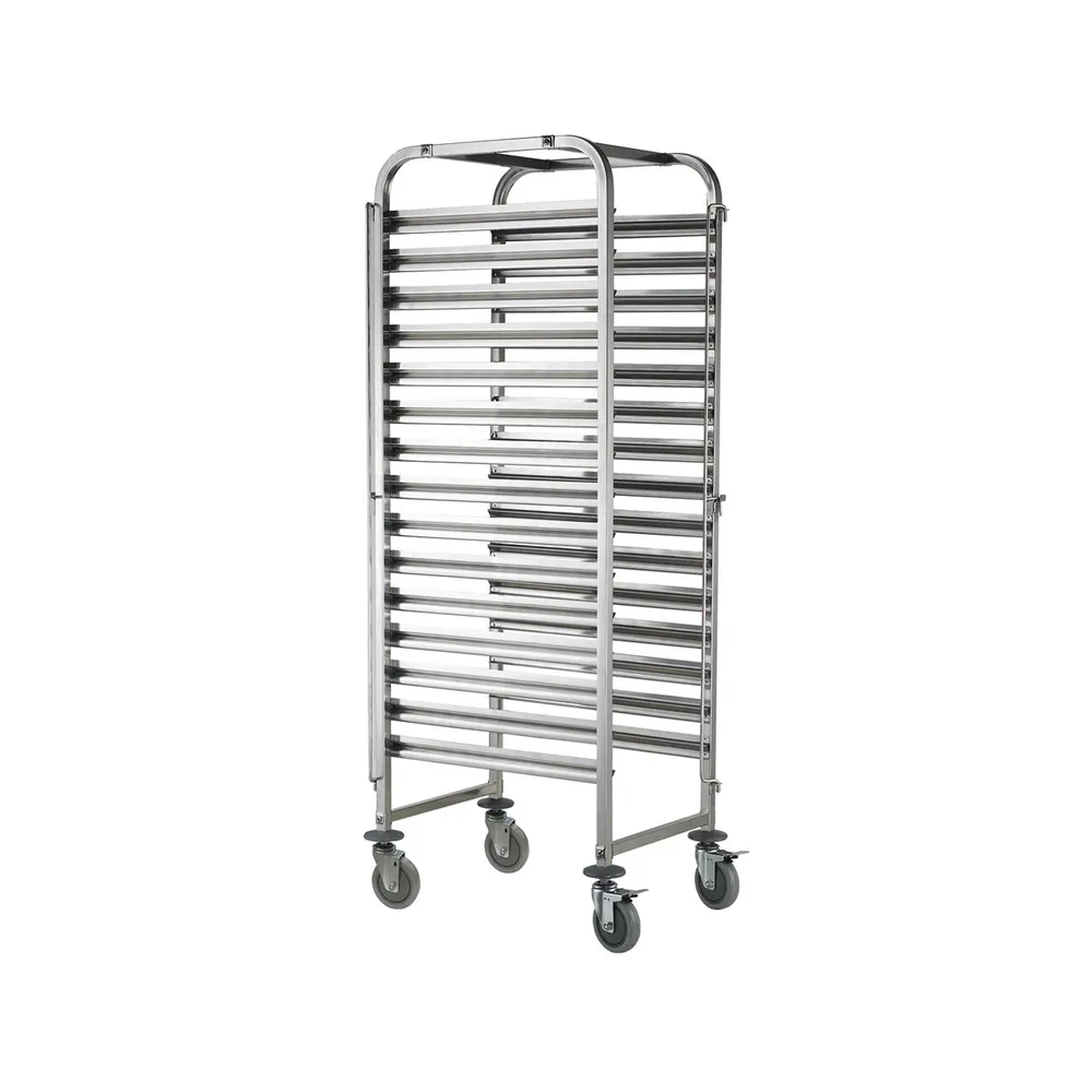 Rastele inox depozitare - Carucior transport tavi 15x 600x400, inox, 69x51.5x169.5 cm