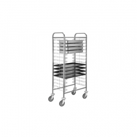 Rastele tavi patiserie - Carucior transport tavi tip GN1/1 65(h) mm - 10 tavi 600x400 mm, 770x460x1180(h) mm, CA1655