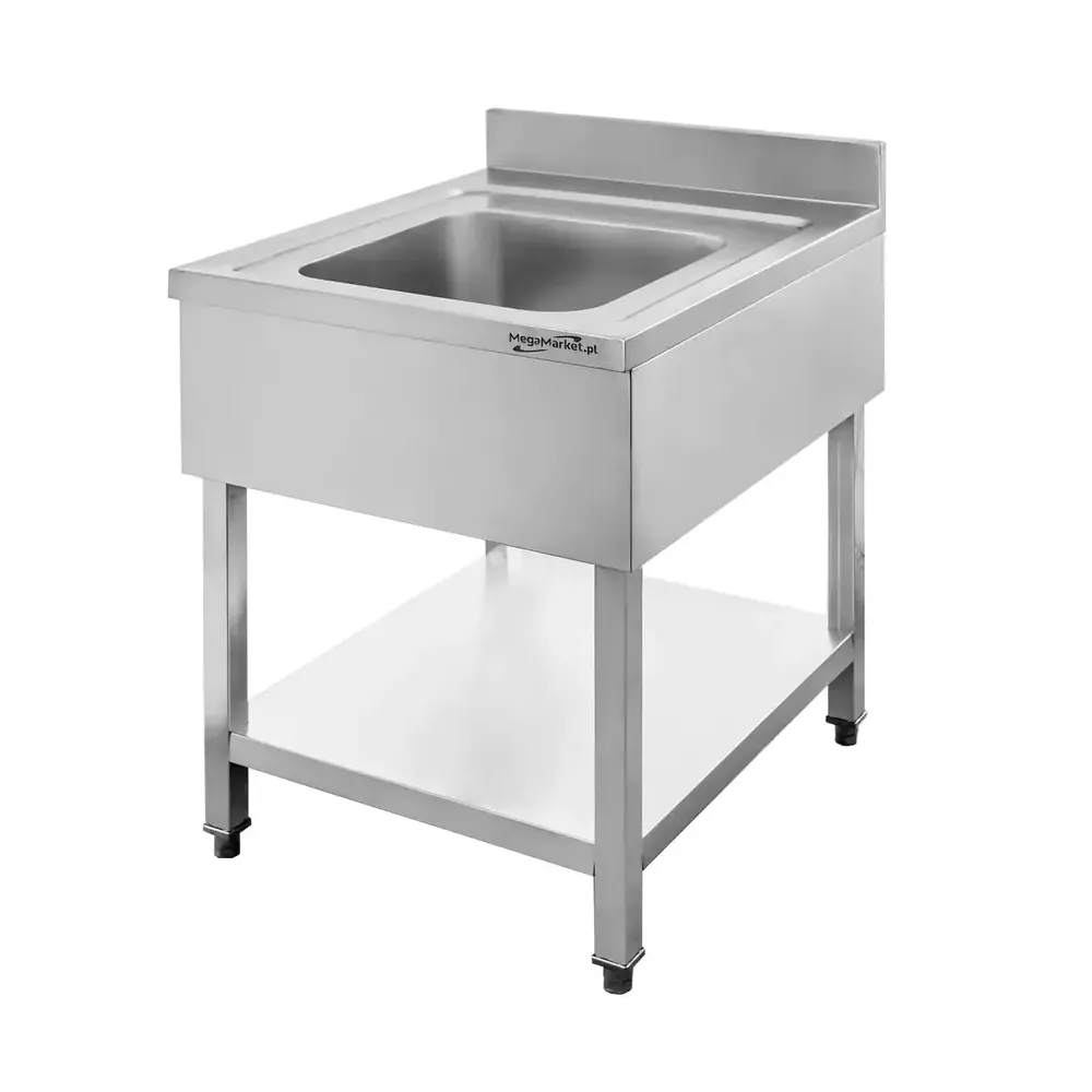Mese cu spalator cu polita - Chiuveta inox 1 cuva cu masca si raft 80x70x85cm