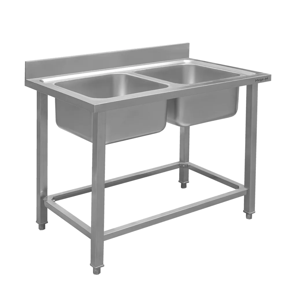 Chiuveta inox 2 cuve 100x60x85cm [1]