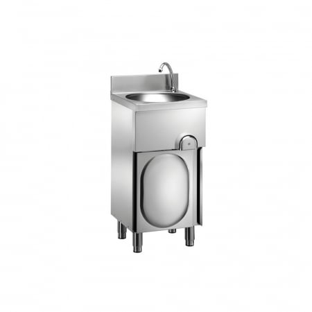 Spalator maini - Chiuveta inox cu actionare la genunchi cu suport, 400x400x850(h) mm, LM48M