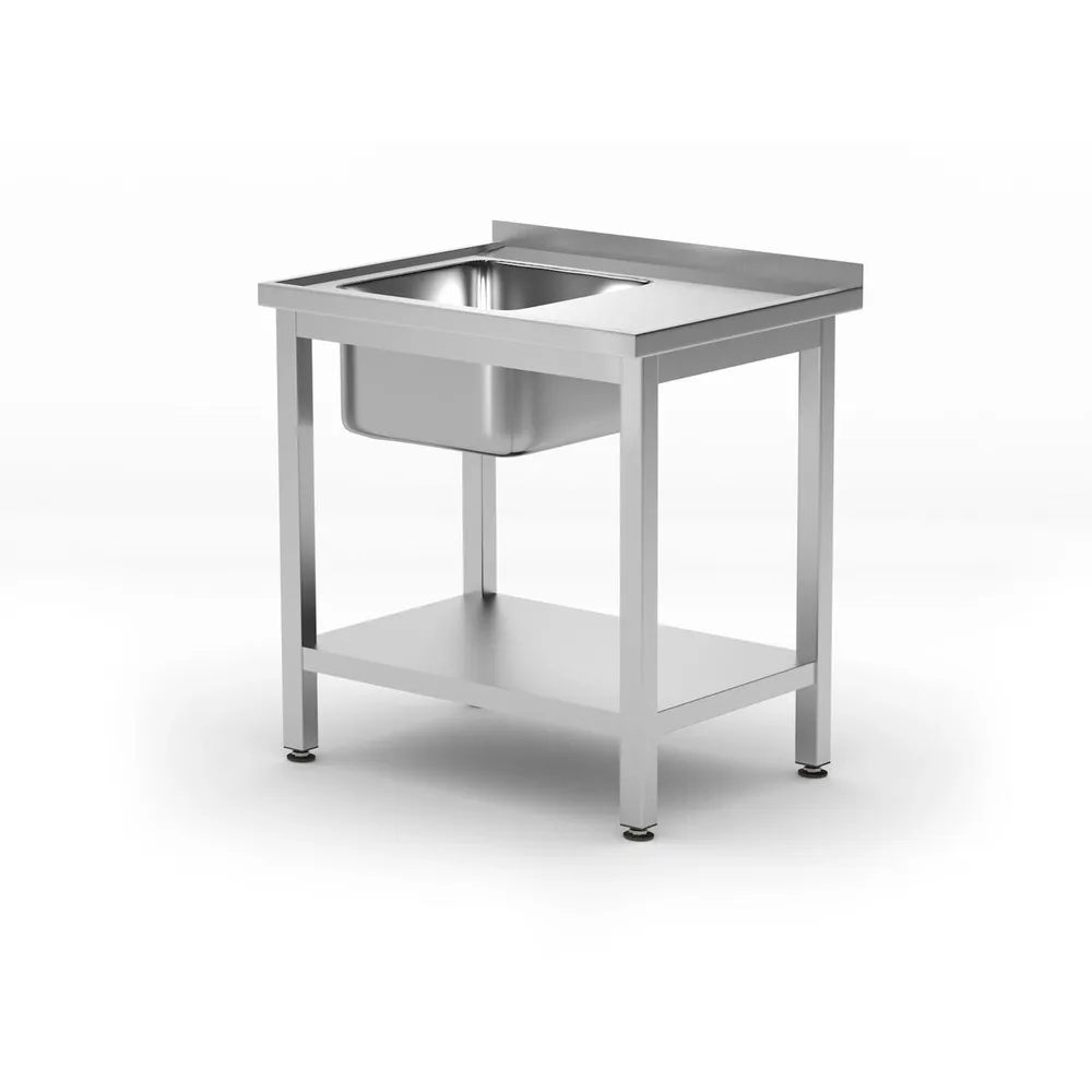 Spalatoare inox cu 1 cuva - Chiuveta inox cu polita stanga, 80x60x85 cm, dezasamblata