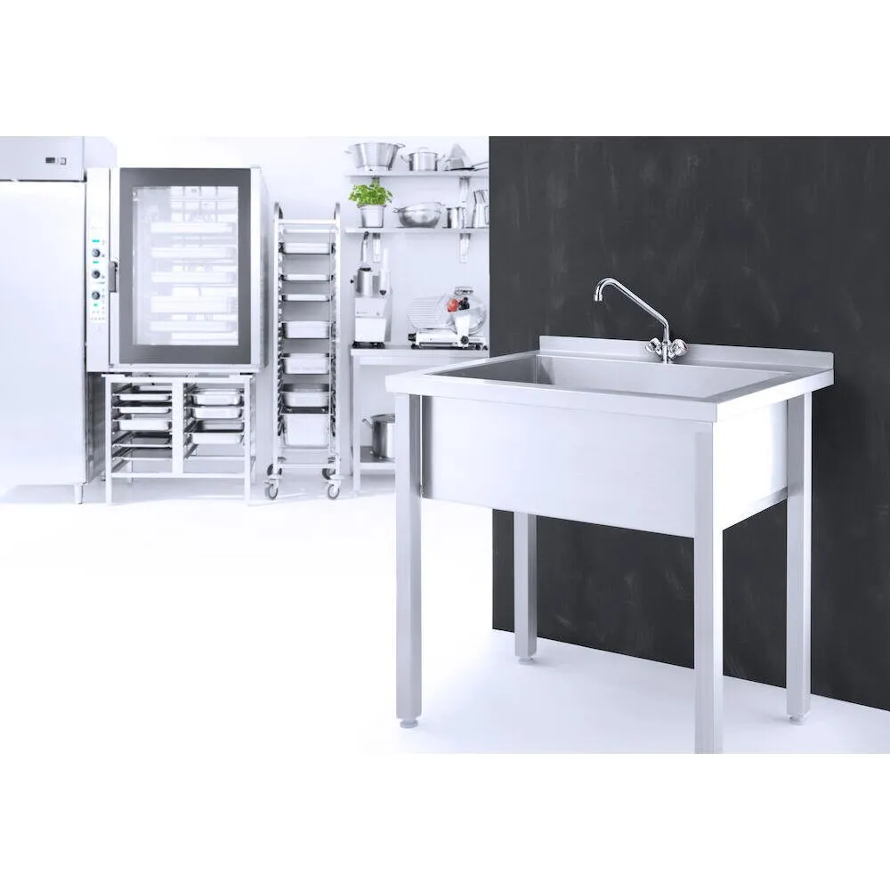 Chiuveta inox cu rebord, 80x60x85 cm, sudata [2]