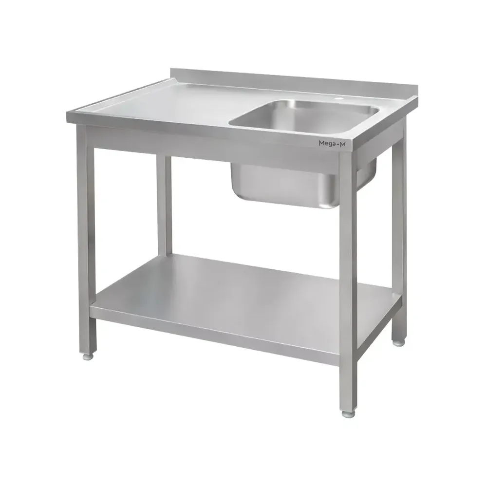 Mese cu spalator cu polita - Chiuveta inox cu scurgator si raft 120x70x85cm