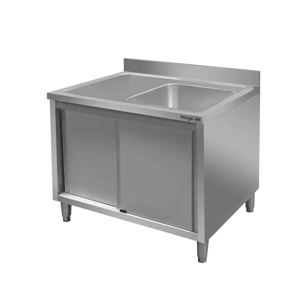 Mese cu spalator cu polita - Chiuveta inox cuva dreapta, dulap 100x60x85cm