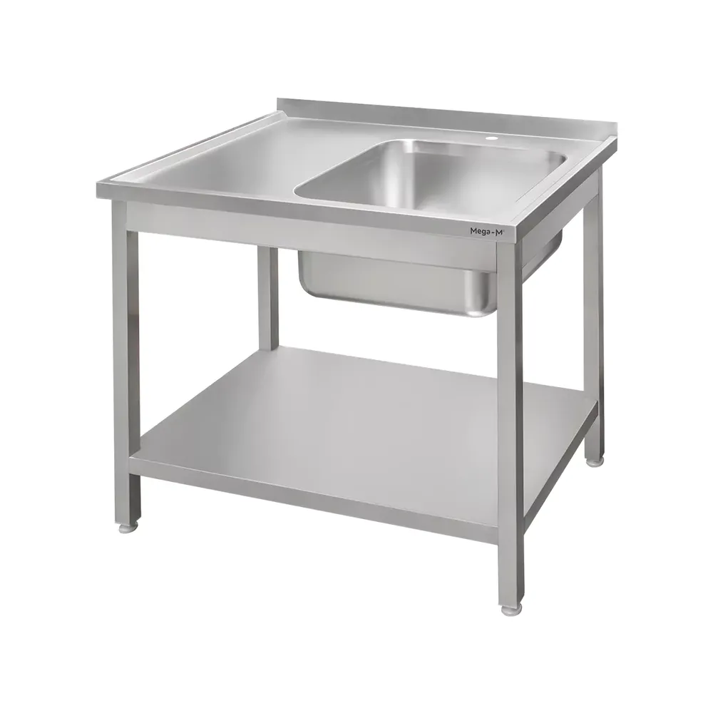 Mese cu spalator cu polita - Chiuveta inox cuva dreapta si raft 100x60x85cm